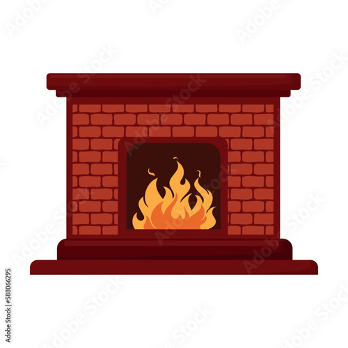 Vector illustrator of Home fireplace with fire.