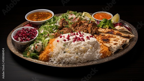 A plate of Khoresh from Persian Cousine (IA Generated)