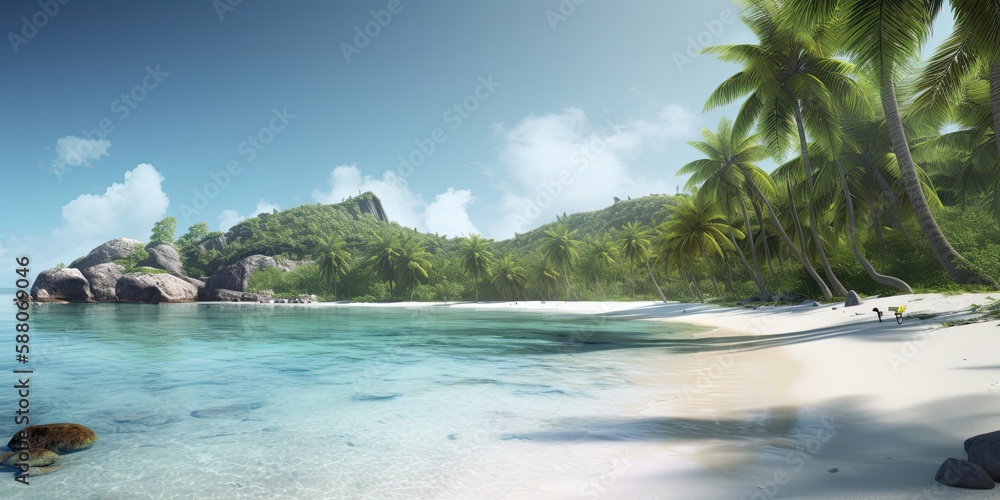 tropical beach - Generative AI 