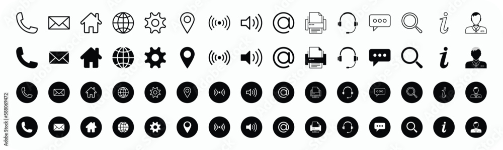 Set of contact sign icons. Collection of contact and social media icons set EPS10 - Stock Vector Set of contact sign icons. Collection of contact and social media icons set EPS10 - Stock Vector