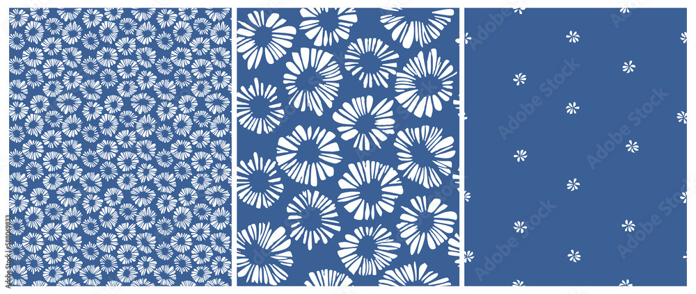 Abstract Hand Drawn Floral Seamless Vector Pattern. Irregular White ...