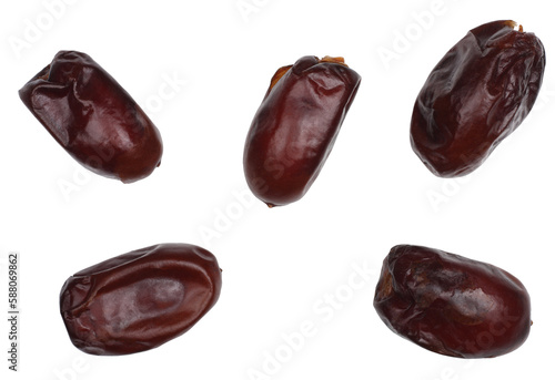 Dates on white background, top view