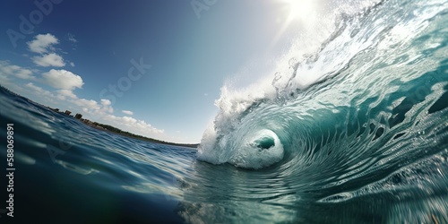 curling ocean waves - Generative AI  © meredith blaché 