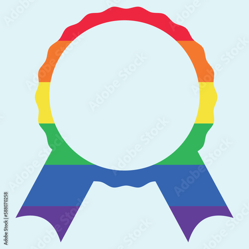 Badge with ribbons in lgbt colors.