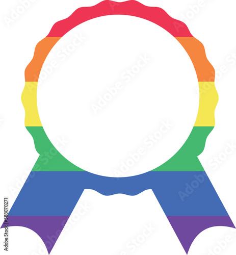 Badge with ribbons in lgbt colors.