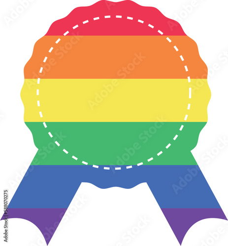 Badge with ribbons in lgbt colors.