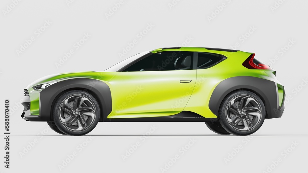 Obraz premium 3D rendering of a brand-less generic SUV concept car in studio environment