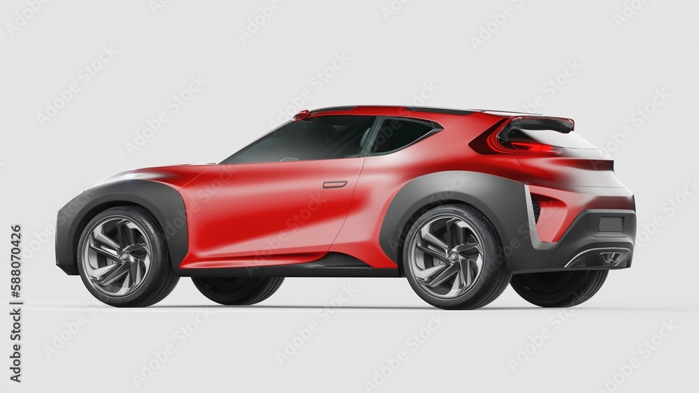 Fototapeta premium 3D rendering of a brand-less generic SUV concept car in studio environment