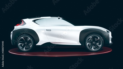 3D rendering of a brand-less generic SUV concept car in studio environment © Andrus Ciprian