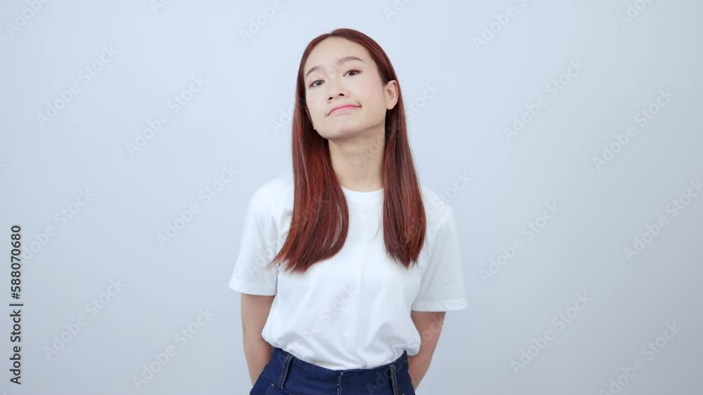 girl asian woman sulking and frowning disappointed standing upset and distressed girl asian woman sulking and frowning disappointed standing upset and distressed