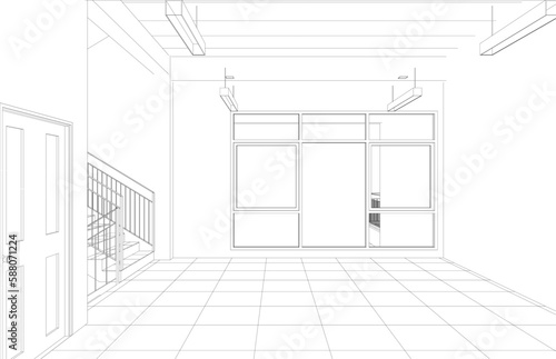 3D illustration of building project