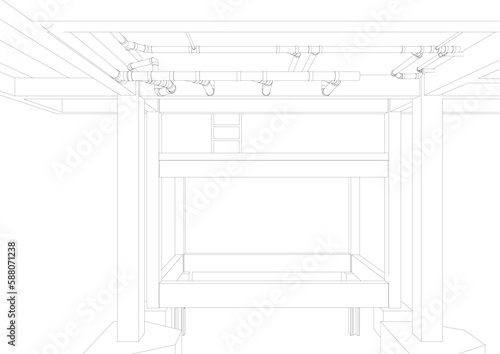 3D illustration of building project