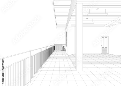 3D illustration of building project