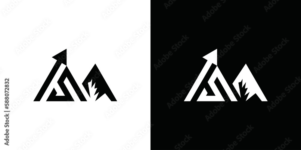 mountain finance icon vector illustration logo design letter S and creative arrow mountain finance icon vector illustration logo design letter S and creative arrow