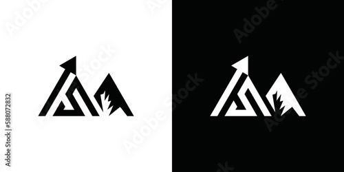 mountain finance icon vector illustration logo design letter S and creative arrow