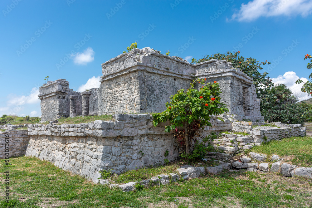 Mexico ancient Mayan city on the Caribbean coast in Tulum.