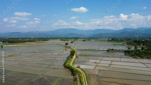 Thailand Countryside Rice Paddies and Mountains