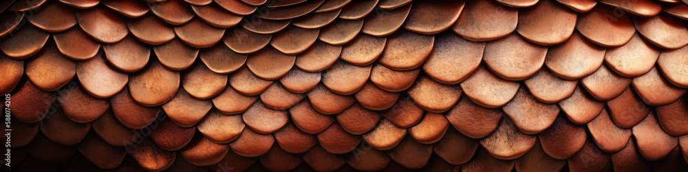 Reptipe or dragon skin with scales. Shiny and colourful panoramic banner. Abstract texture. Generative AI Reptipe or dragon skin with scales. Shiny and colourful panoramic banner. Abstract texture. Generative AI
