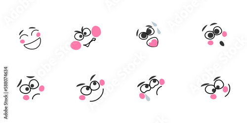 vector illustration set of emotions for funny cartoon character