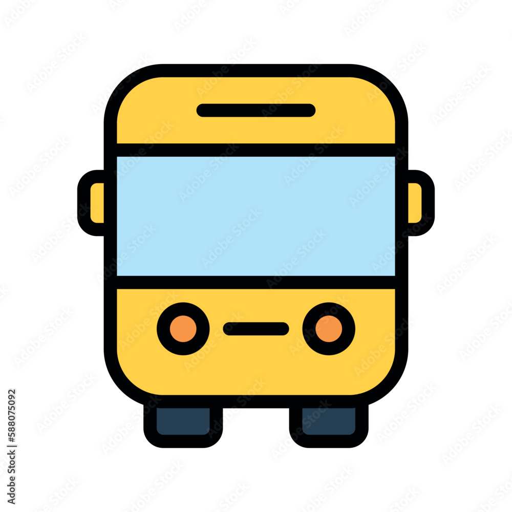 Illustration vector graphic icon of School Bus. Filled Line Style Icon. Education Themed Icon. Vector illustration isolated on white background. Perfect for website or application design. Illustration vector graphic icon of School Bus. Filled Line Style Icon. Education Themed Icon. Vector illustration isolated on white background. Perfect for website or application design.