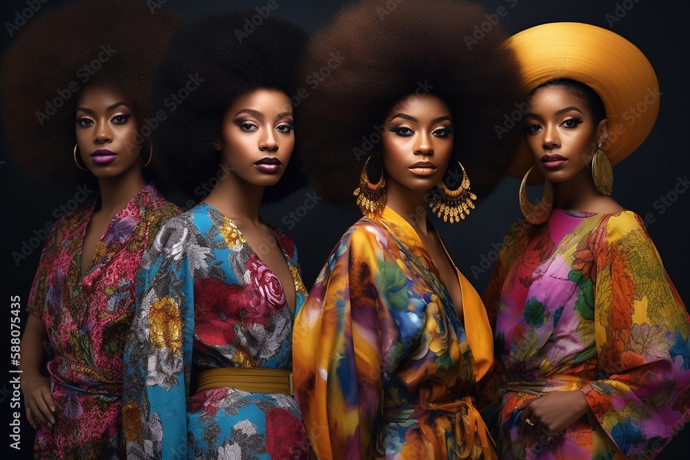 Hübsche Afroamerikanische Frauen posieren als Model für Mode Nahaufnahmen, ai generativ