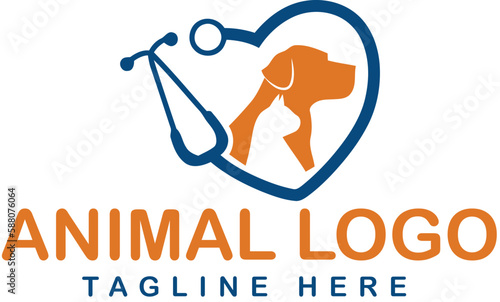 Friendly Dog Cat  Animals Logo
