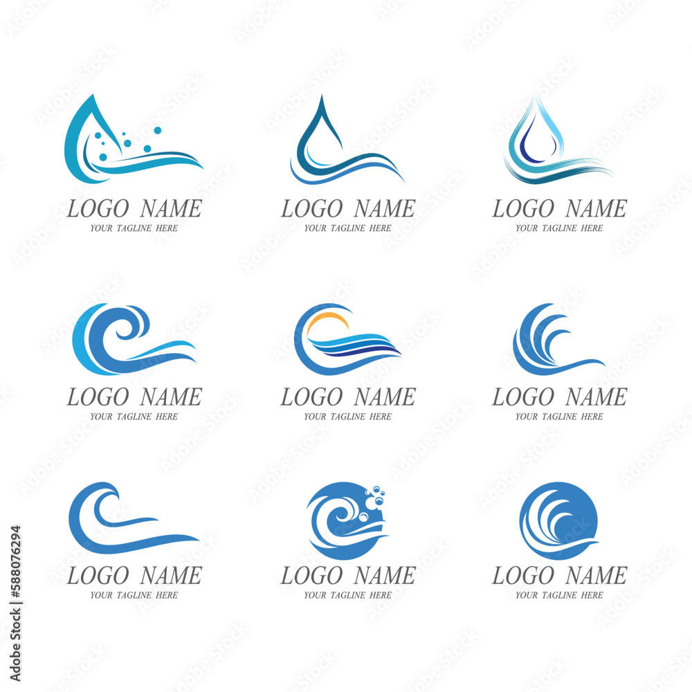 Fototapeta premium Water wave Logo vector and symbol Template