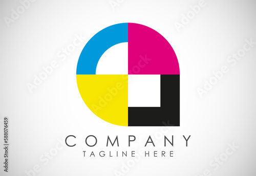 Digital printing logo design template. Logo for print shop polygraph and print factory. Vector illustration.