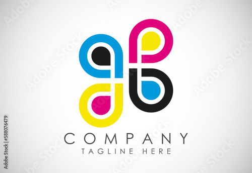 Digital printing logo design template. Logo for print shop polygraph and print factory. Vector illustration.