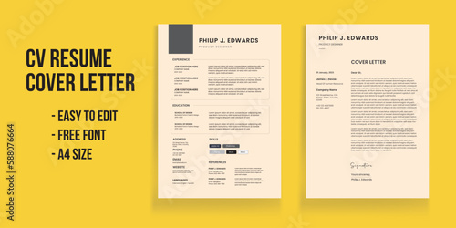 Clean Modern Resume and Cover Letter Layout Minimalist resume cv template