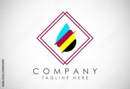 Digital printing logo design template. Logo for print shop polygraph and print factory. Vector illustration.