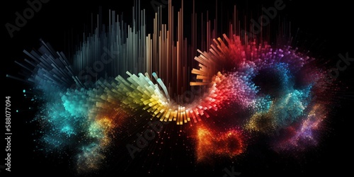 Digitale Holicolor Farbexplosion in allen Farben, sehr schöner Hintergrund für Drucksachen, ai generativ photo