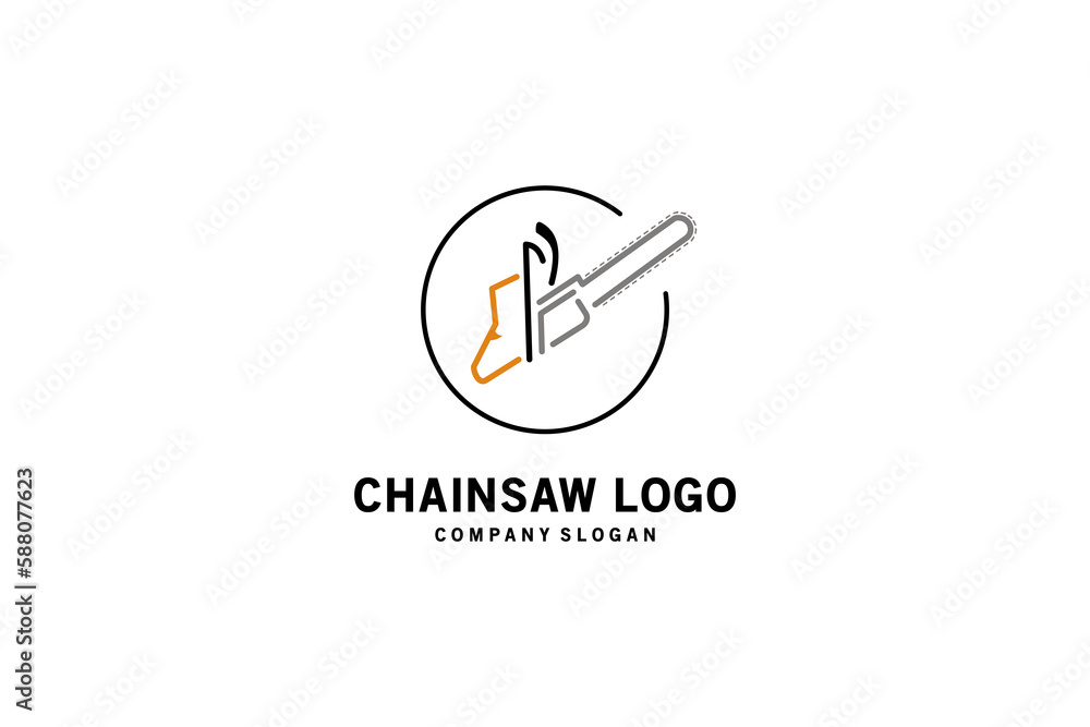 Simple modern chainsaw logo design with creative lines concept Simple modern chainsaw logo design with creative lines concept