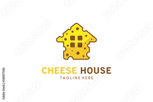 Creative modern cheese house icon logo design