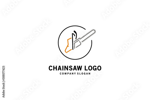 Simple modern chainsaw logo design with creative lines concept