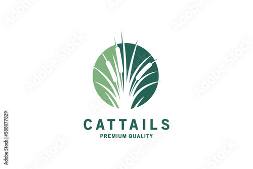 Cattail icon logo design with simple modern abstract negative space
