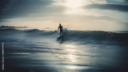 Surf's Paradise: Catching Waves and Soaking Up the Sun, AI Generative 