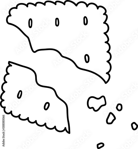 Cute cookie biscuit cheese cracker broken rectangle outline
