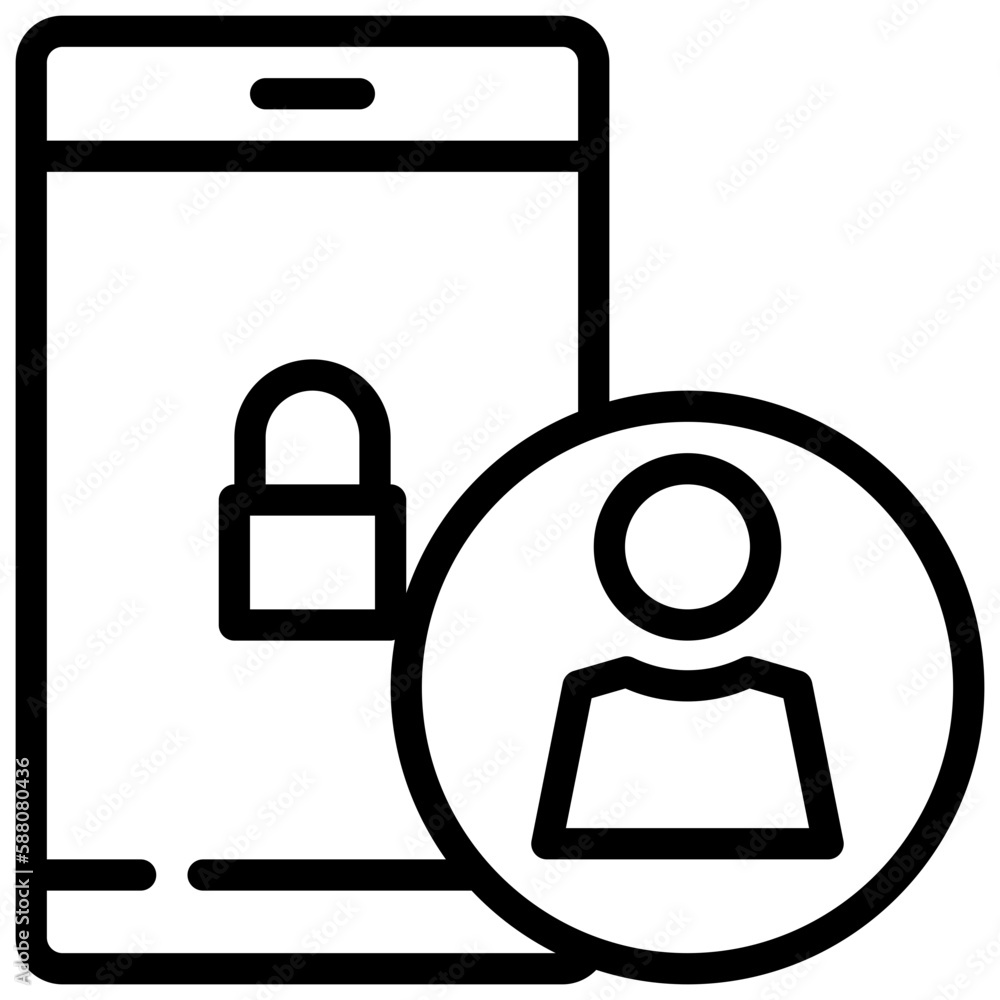 mobile lock user personal account icon simple line mobile lock user personal account icon simple line