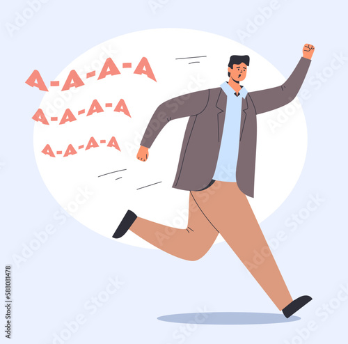 Abstract run away panic frighten people concept. Vector graphic design illustration