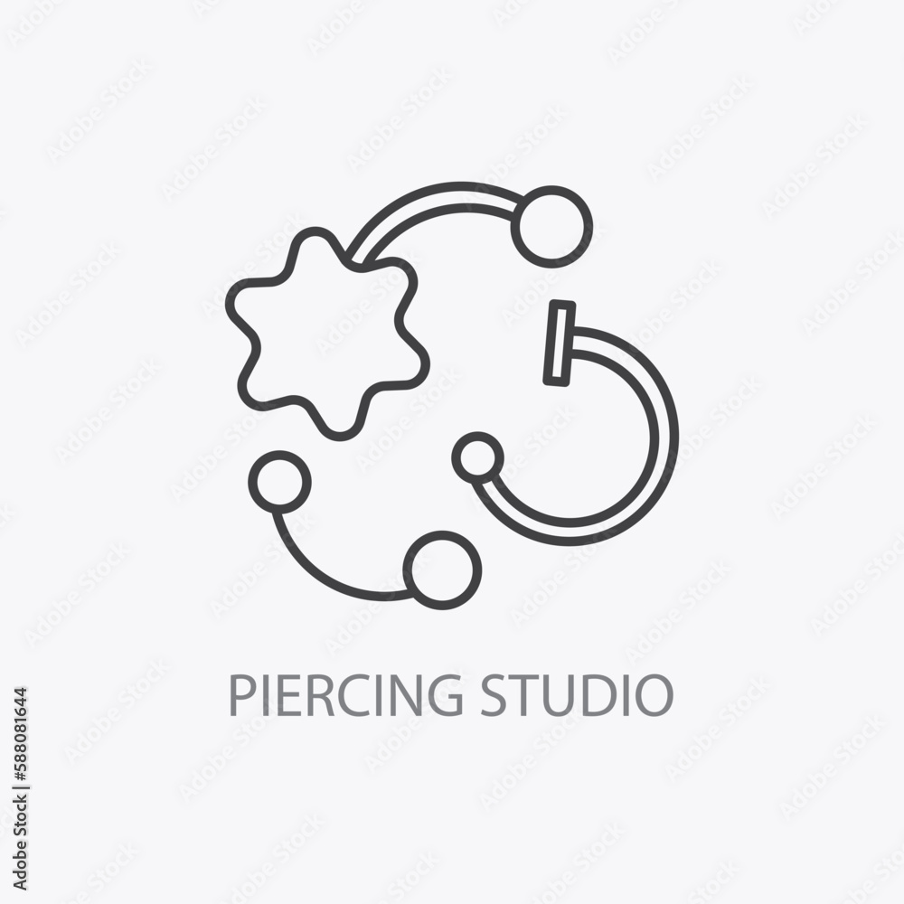 Piercing studio logo. Minimal jewelry pierce icon Piercing studio logo. Minimal jewelry pierce icon