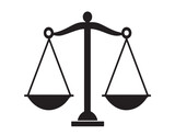 Flat Law Symbol Icon Vector Illustration with Scale of Justice Sign