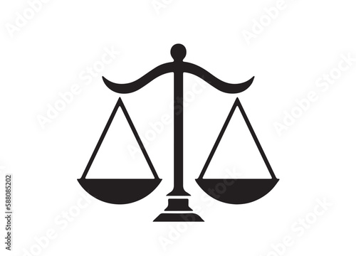 Flat Law Symbol Icon Vector Illustration with Scale of Justice Sign