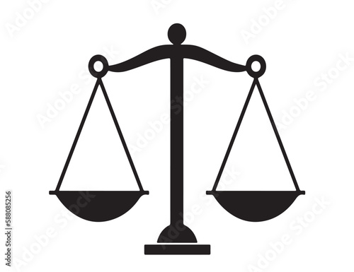 Flat Law Symbol Icon Vector Illustration with Scale of Justice Sign