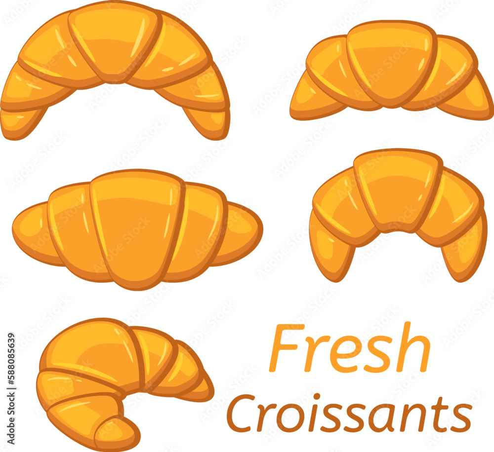 vector set of fresh croissants vector set of fresh croissants