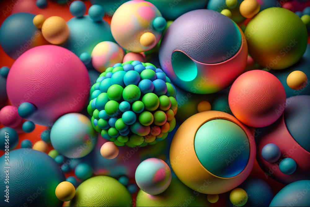 Colorful Geometric spheres Shapes: A Playful Display of Abstract Art, created with Generative AI technology Colorful Geometric spheres Shapes: A Playful Display of Abstract Art, created with Generative AI technology