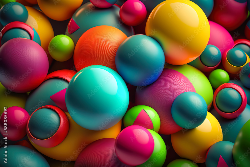 Colorful Geometric spheres Shapes: A Playful Display of Abstract Art, created with Generative AI technology Colorful Geometric spheres Shapes: A Playful Display of Abstract Art, created with Generative AI technology