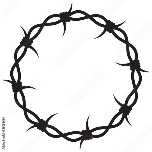 vector barbed wire round  boundary