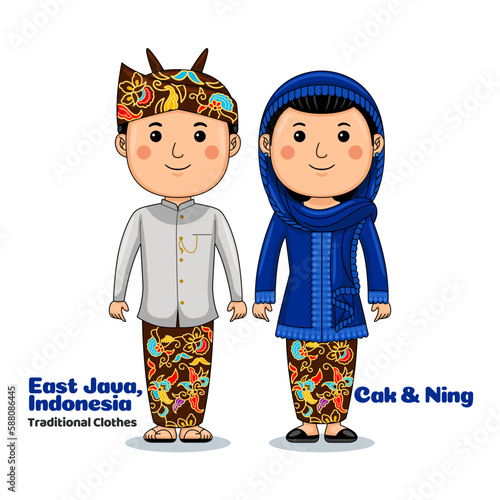 Couple wear East Java Indonesian Traditional Clothes