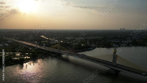 Thailand Sunset Bridge and River